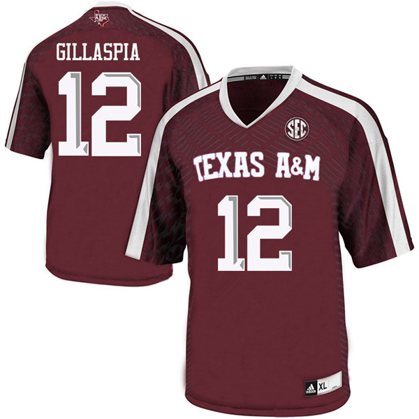 Men #12 Cullen Gillaspia Texas Aggies College Football Jerseys Sale-Maroon